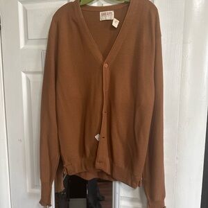 Men’s Brown V-Neck Cardigan Sweater